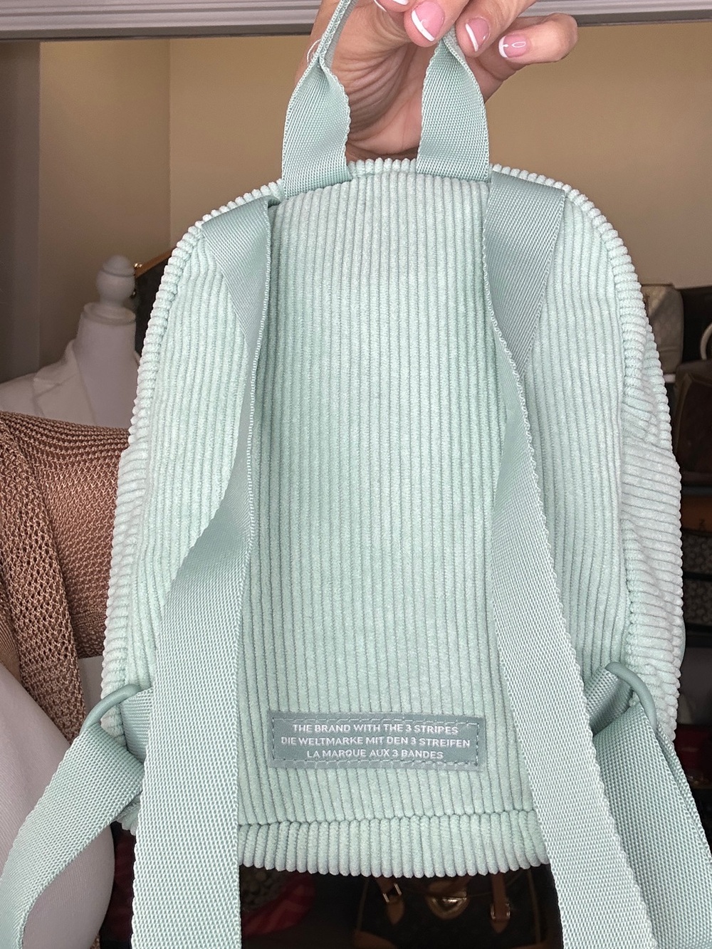 Adidas Originals Corduroy Mini Backpack NWT Mint Green Trefoil - Picture 4 of 13